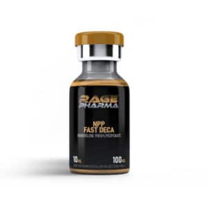 10ml vial containing the anabolic steroid npp or fast decal 100mg/ml. sold online in Canada by RAGE Pharma
