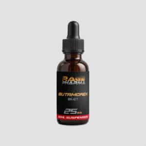 Picture of a 30ml dropper bottle of the sarm mk-677 Ibutamoren 25mg/ml in liquid format